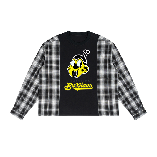 "Buzzians” Plaid Panel L/S T-Shirt