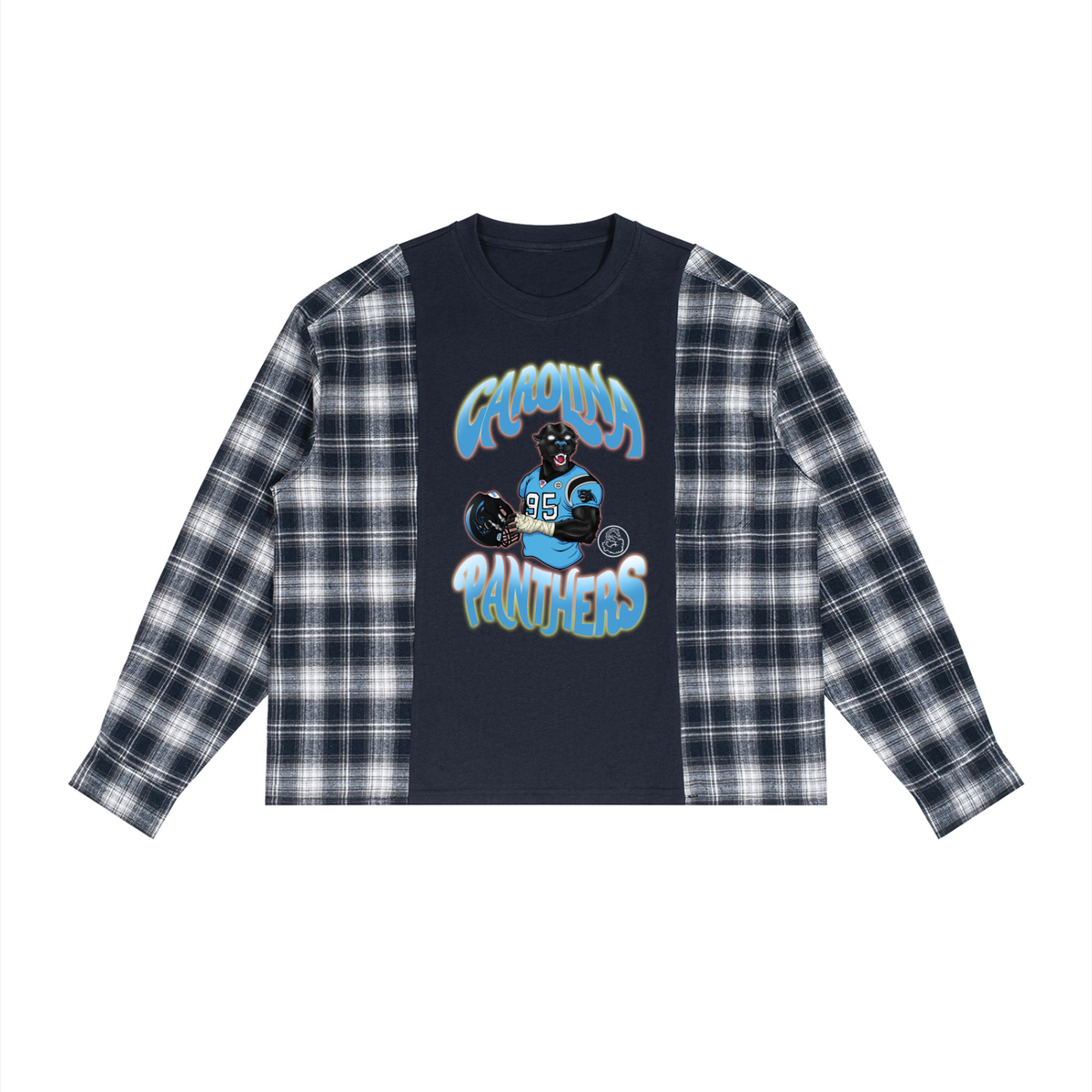 "Carolina Panther" Plaid Panel L/S T-Shirt