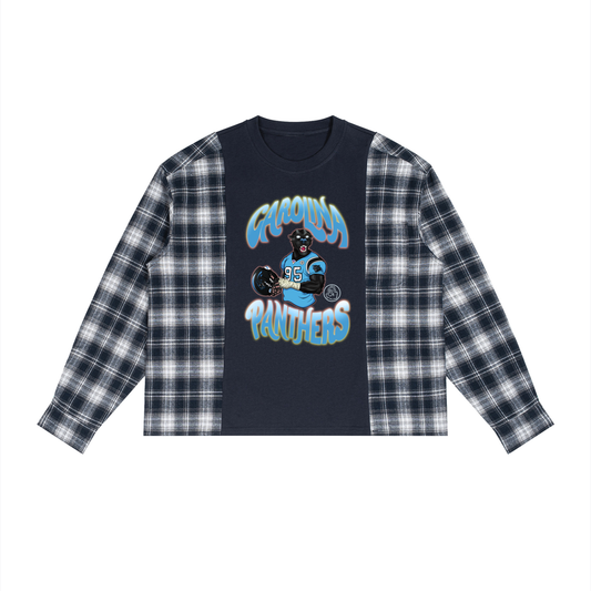 "Carolina Panther" Plaid Panel L/S T-Shirt
